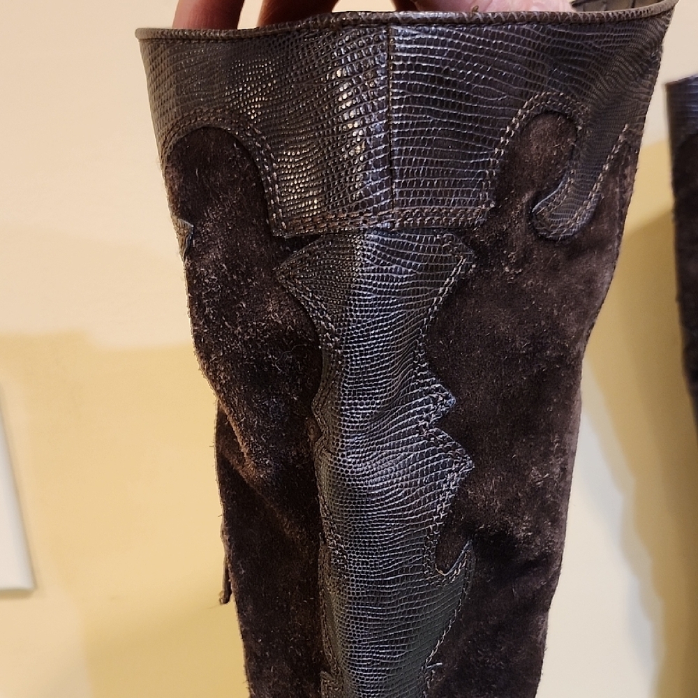 Franco Sarto Dark Brown Heeled Boots - Picture 3 of 10